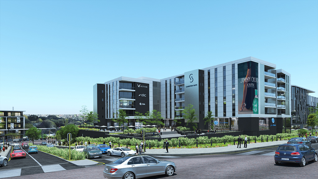 Sandton Gate commercial development phase 1 comprises of offices, a retail development and a gym, all with basement parking